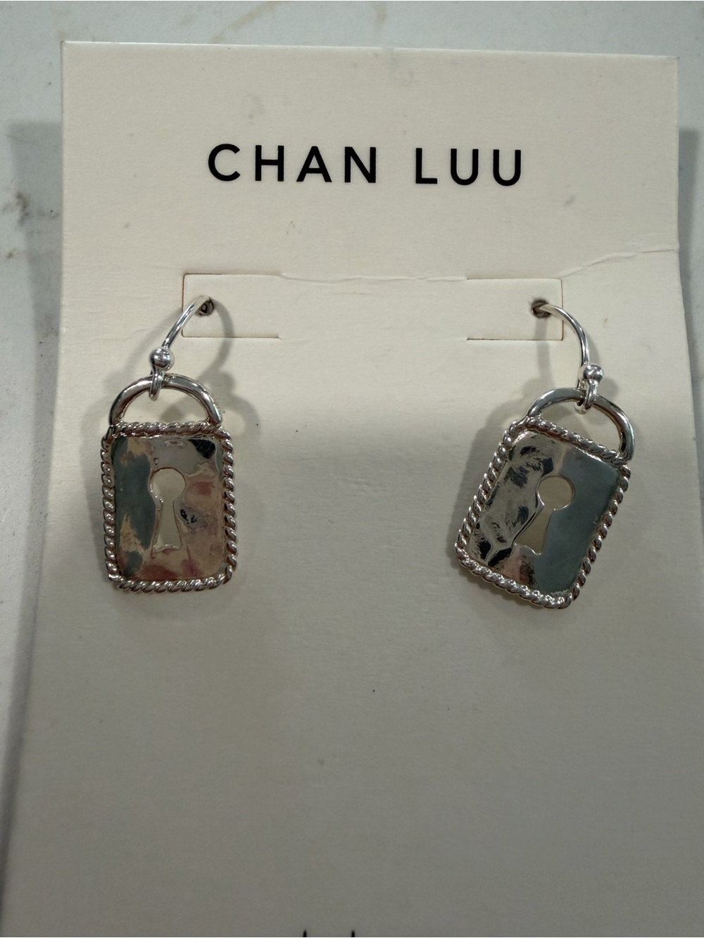 Chan Luu Silver Keyhole Padlock Drop Earrings